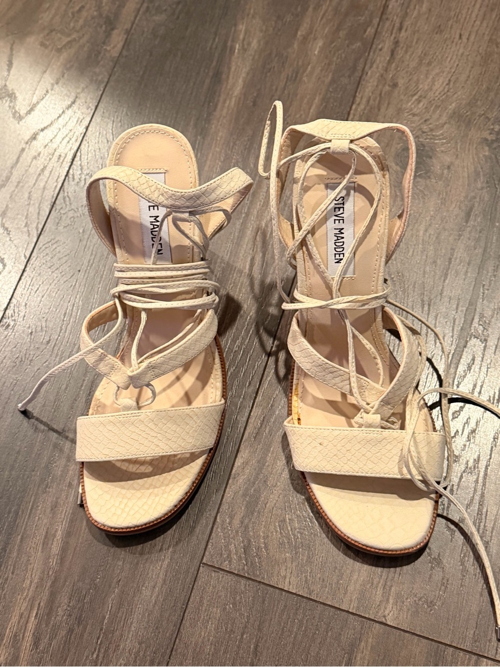 Steve Madden Neutral Lace-Up Strappy Sandals